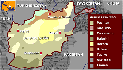 Mapa de grupos étnicos de afganistán
