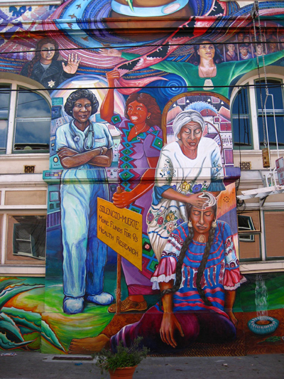 Mujeres retratadas en un mural